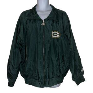 Vintage Logo Athletic NFL Jacket Mens XL Green Bay Packers Windbreaker Green